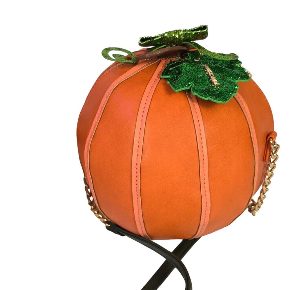 New Betsey Johnson KITSCH Oh My Gourd PUMPKIN Crossbody Bling Purse Halloween - Picture 5 of 7